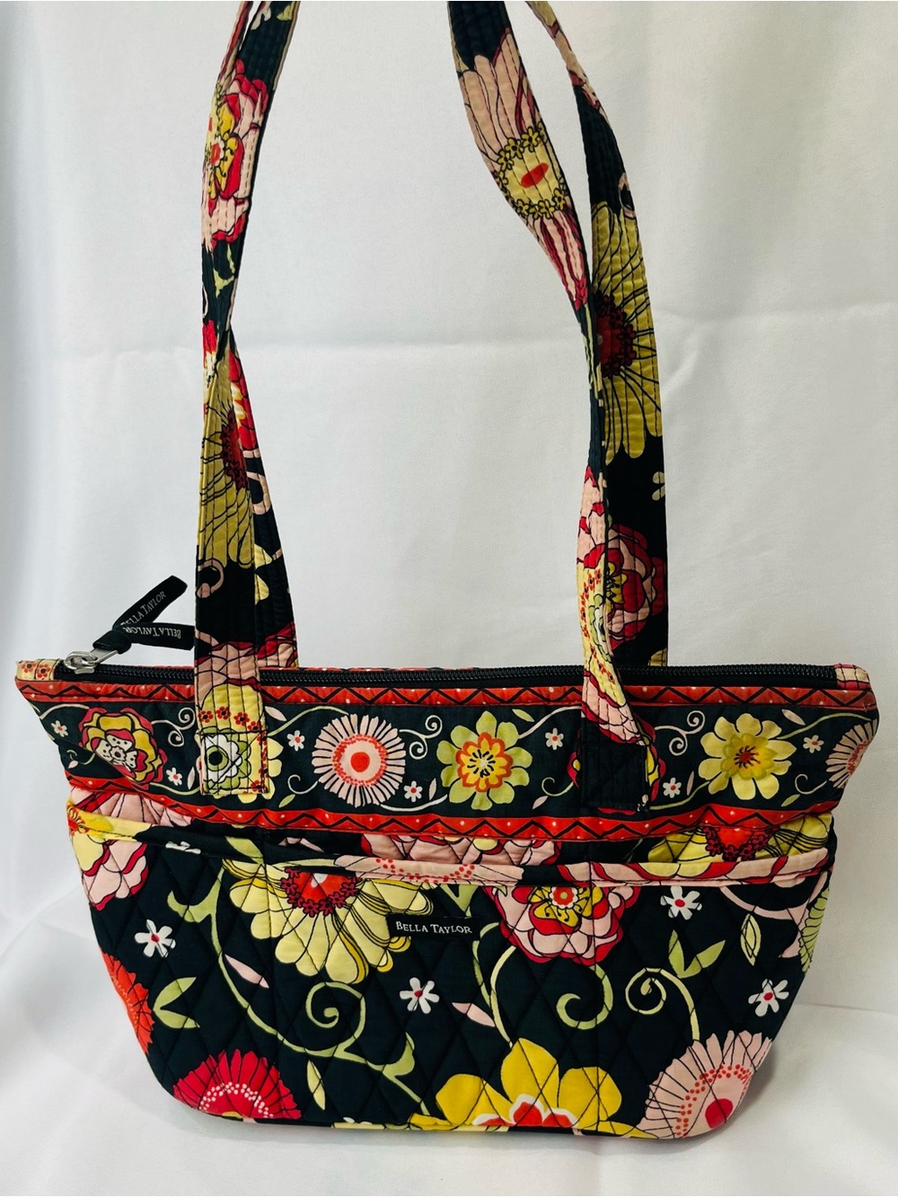 Bella Taylor Floral Quilted Shoulder Bag - Black Multi